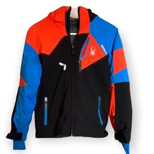 Spyder Kids Puffer Jacket - Vibrant Red, Blue, Black